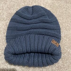 Blue knit beanie